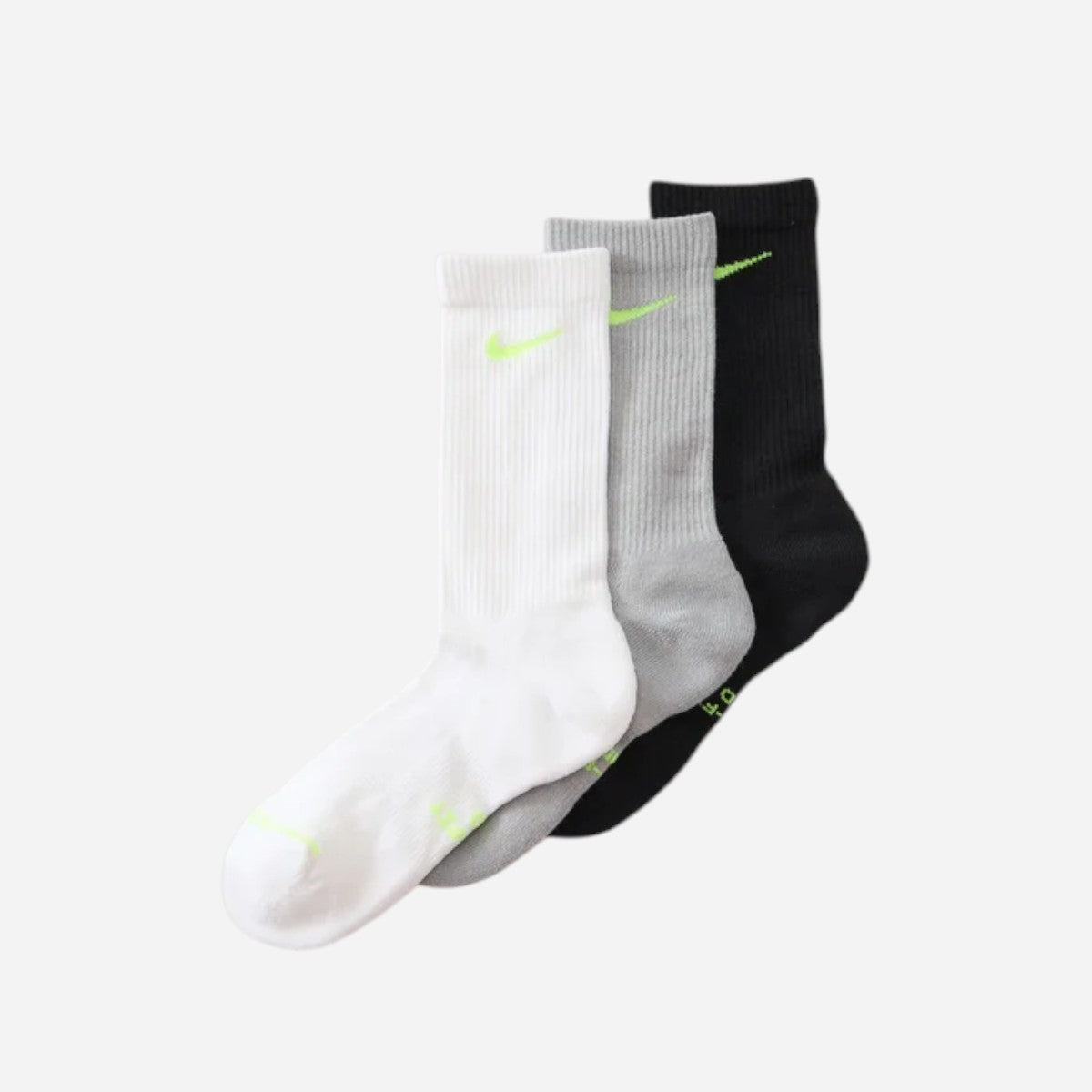 Nike - Everyday Cushioned 3 Pack Socks - White/Grey/Black/Neon