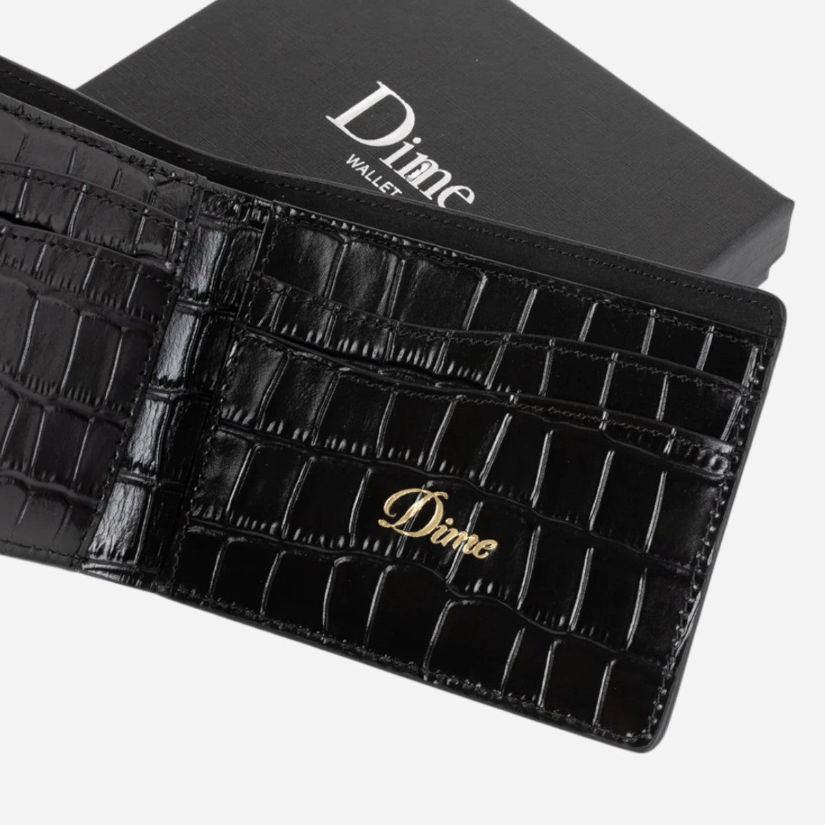 Dime - Croc Bifold Wallet - Black