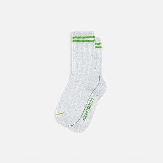 Polar - 2 Stripes Rib Socks - Heather Grey/Green