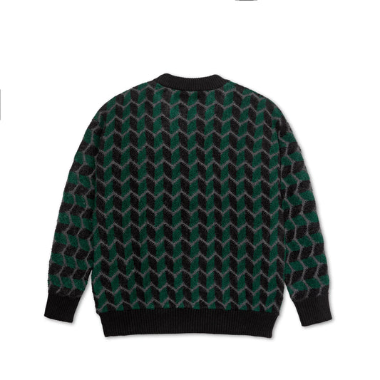 Polar - Zig Zag Knit Sweater - Black/Dark Teal