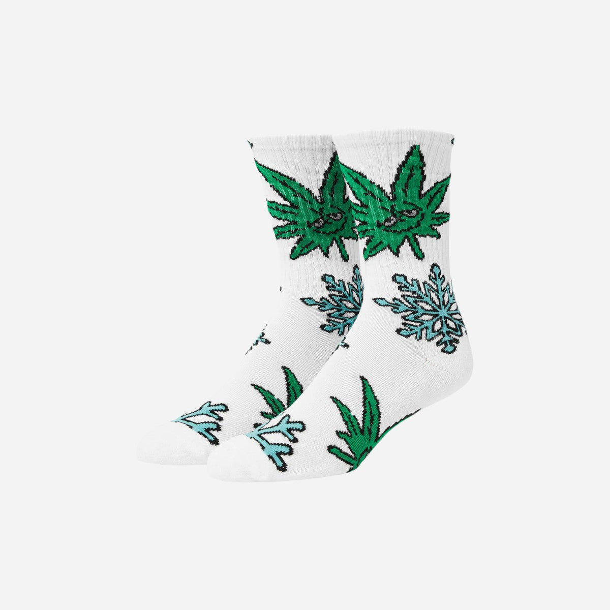 HUF - Green Buddy Snowflakes Sock - White
