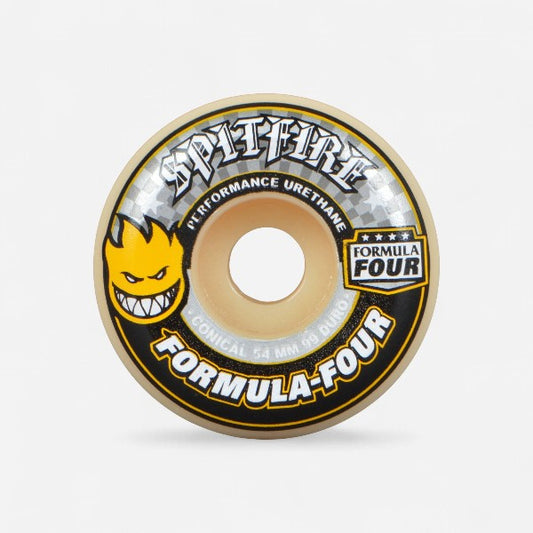 Spitfire - Formula Four Conical Yellow Print Wheels - 54mm 99du