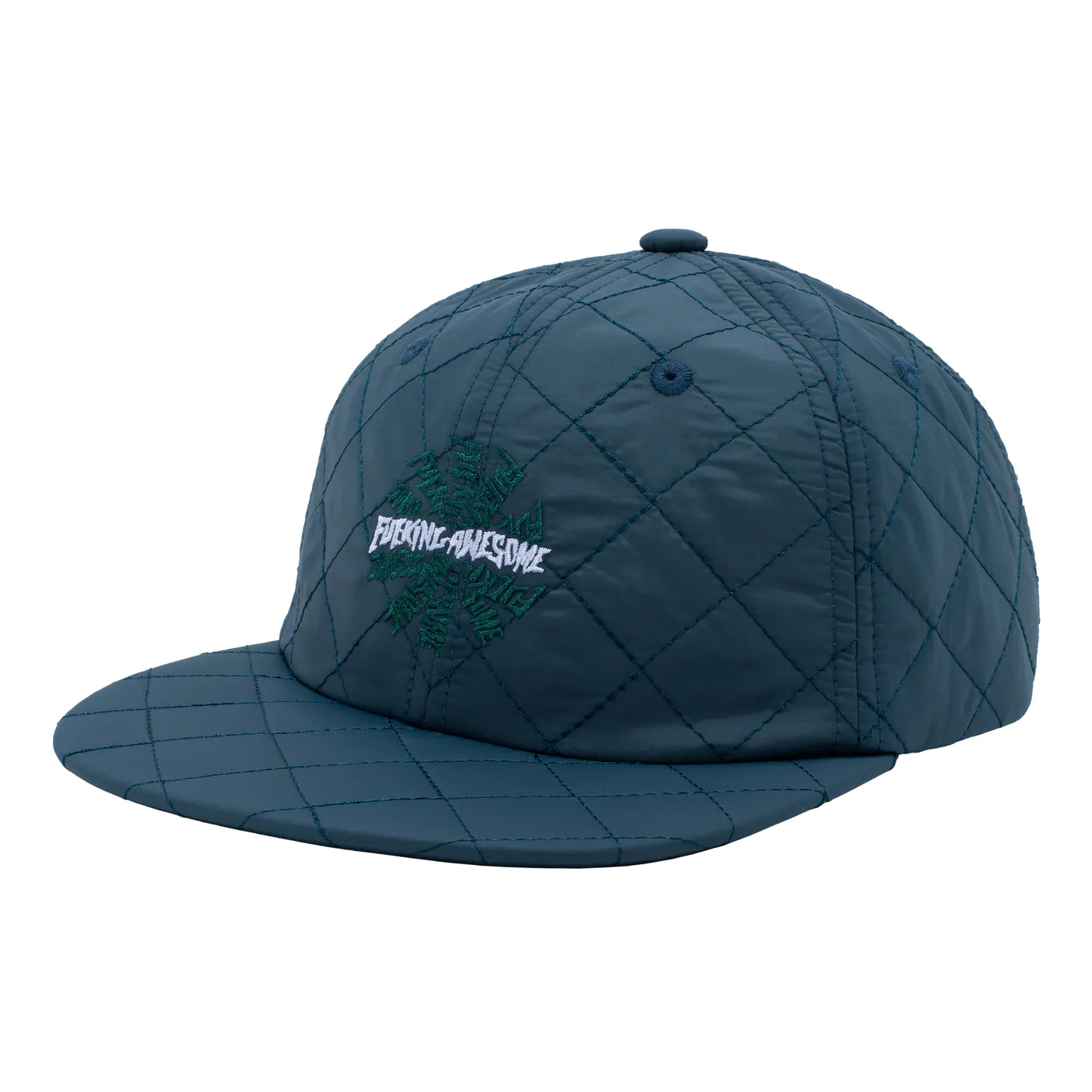 Fucking Awesome - Quilted Spiral 6 Panel Cap - Teal – High Rollers 