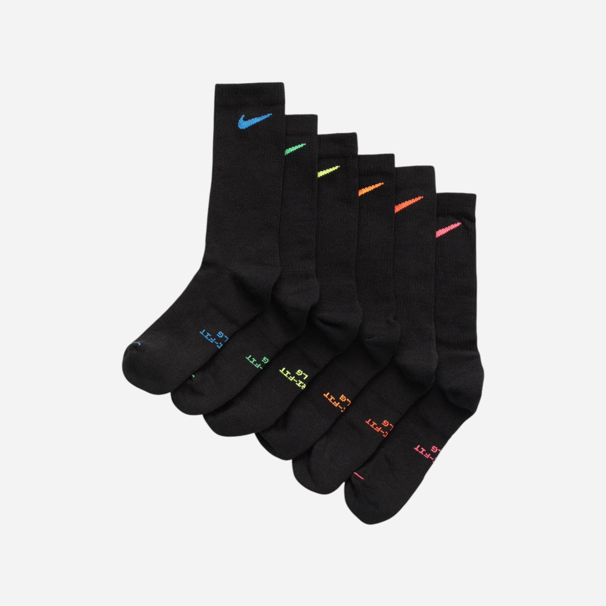 Nike - Everyday Cushioned 6 Pack Socks - Black/Multi