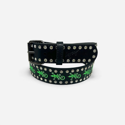 Loosey - Gecko Rhinestone Belt - Black