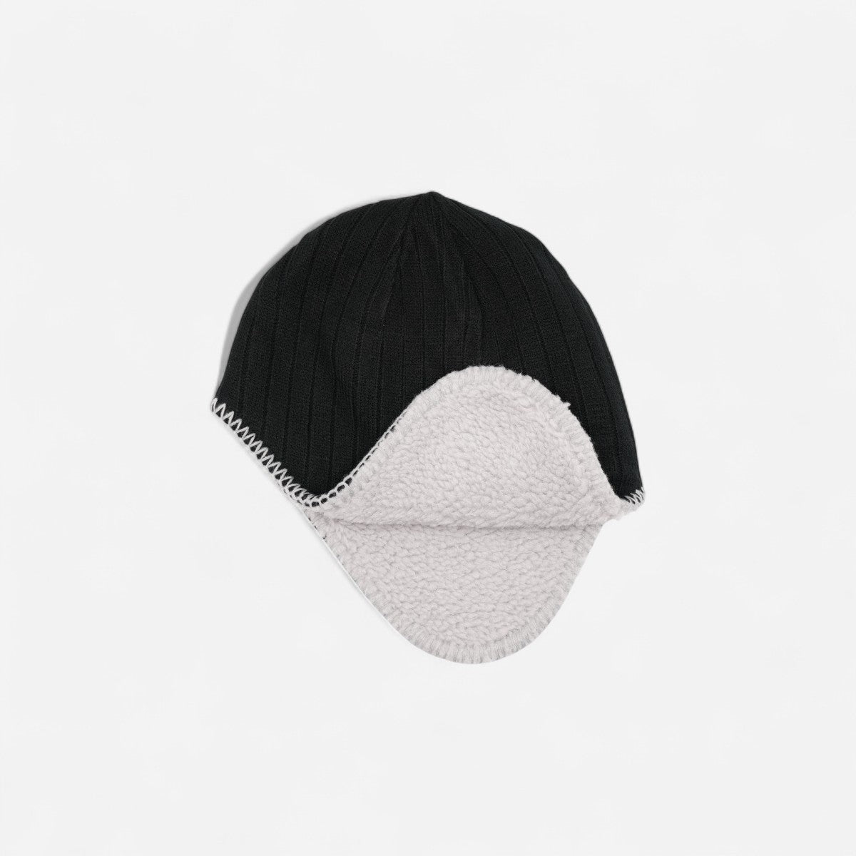 Always - Reversible Ear Flap Beanie - Black/Grey