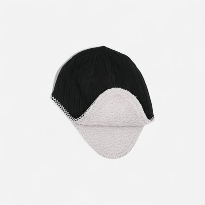 Always - Reversible Ear Flap Beanie - Black/Grey