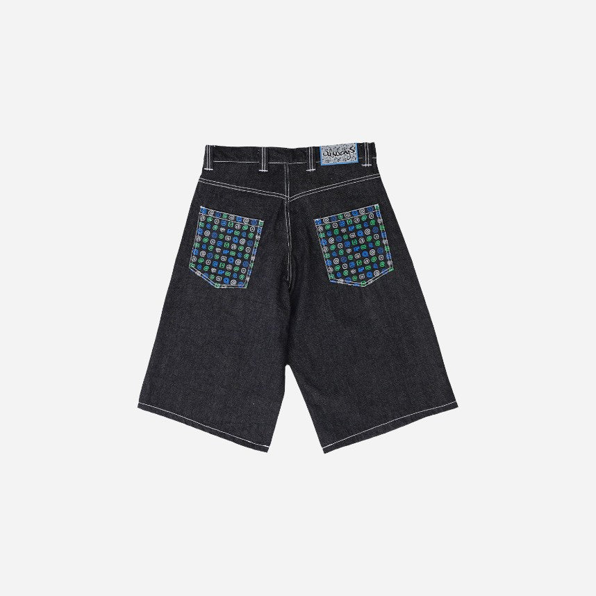 Always - Back Pocket Print Denim Shorts - Black