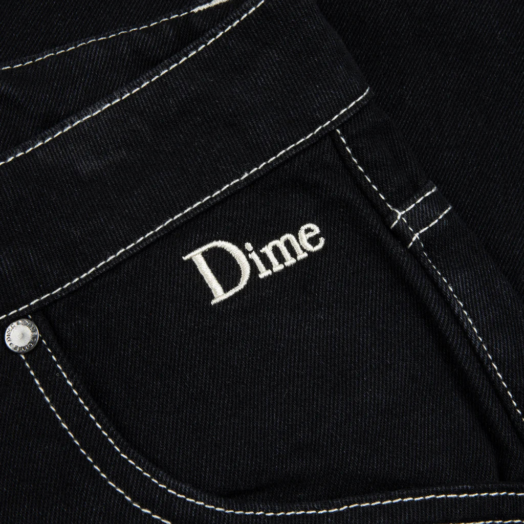 Dime - Classic Baggy Denim Pants - Black/White