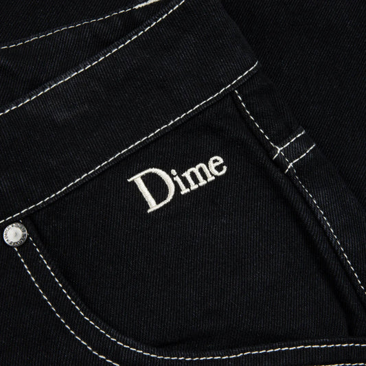 Dime - Classic Baggy Denim Pants - Black/White