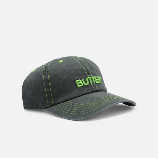 Butter Goods - Rounded Logo 6 Panel Cap - Washed Black