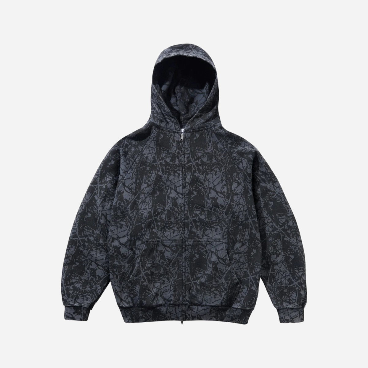 Butter Goods - Woods Camo Zip-Thru Hood - Washed Black
