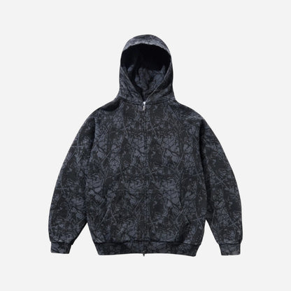 Butter Goods - Woods Camo Zip-Thru Hood - Washed Black