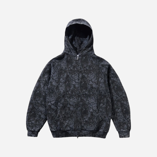 Butter Goods - Woods Camo Zip-Thru Hood - Washed Black