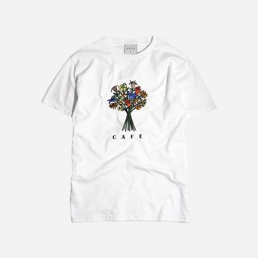 Skateboard Café- Bouquet Tee - White