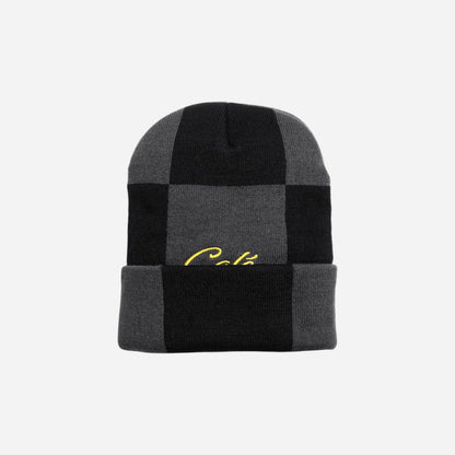 Skateboard Café - Check Fold Beanie - Charcoal/Black/Gold