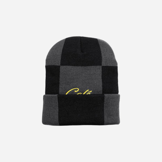 Skateboard Café - Check Fold Beanie - Charcoal/Black/Gold