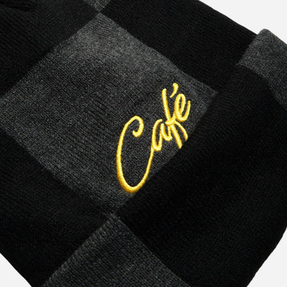 Skateboard Café - Check Fold Beanie - Charcoal/Black/Gold