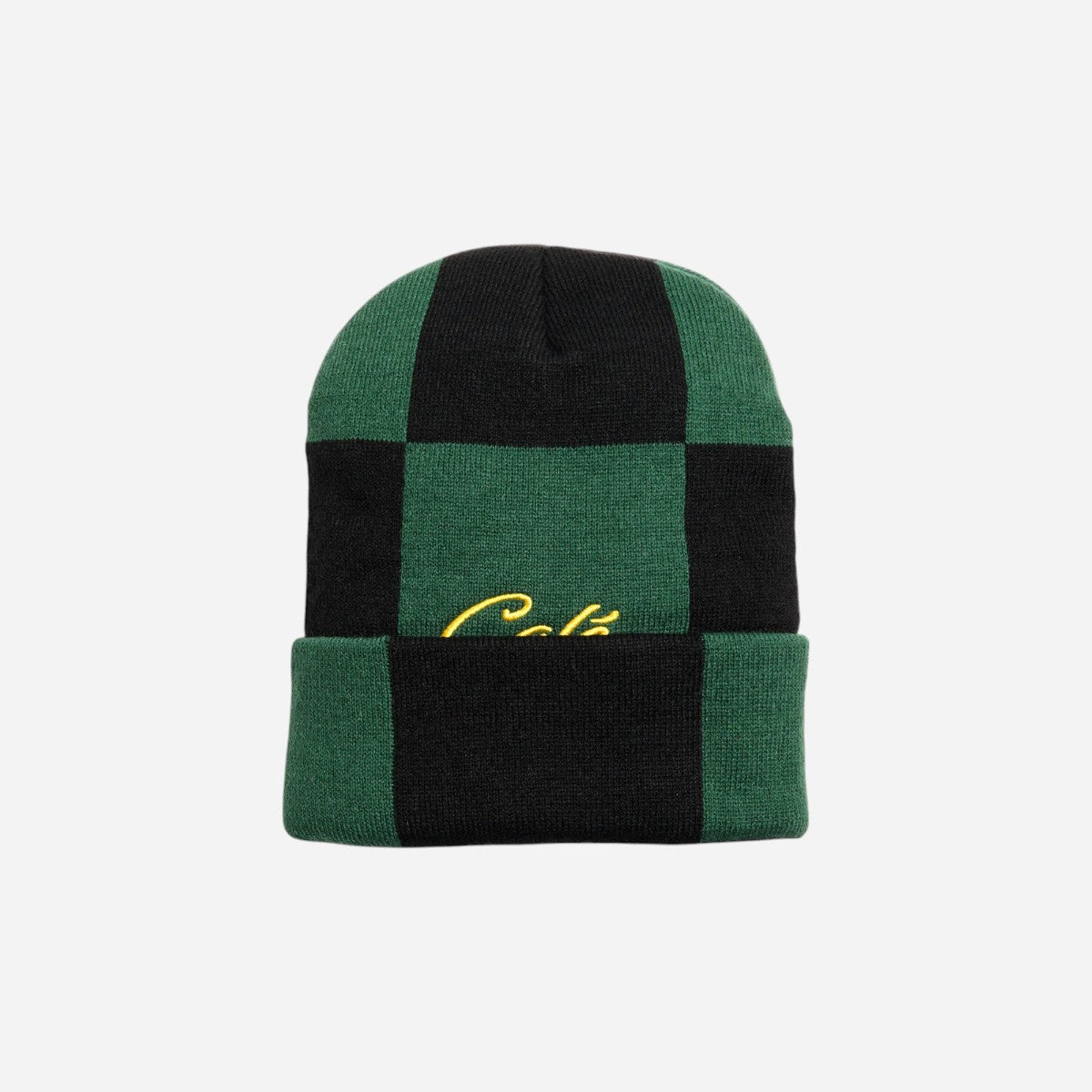 Skateboard Café - Check Fold Beanie - Forest Green/Black/Gold