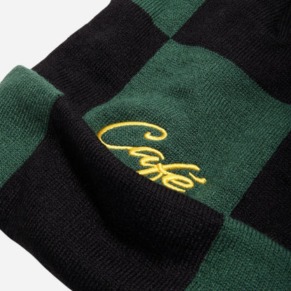 Skateboard Café - Check Fold Beanie - Forest Green/Black/Gold