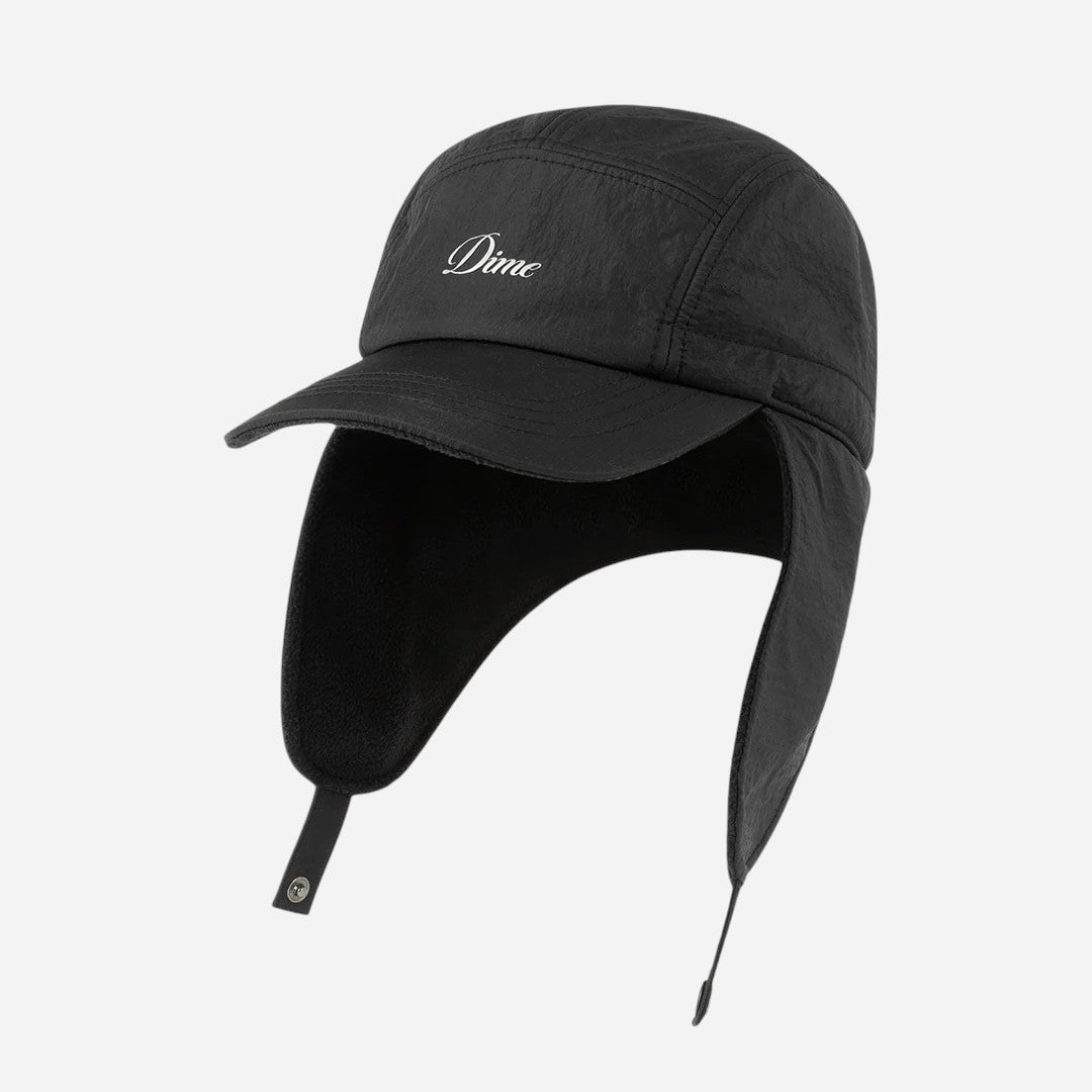 Dime - Cursive Earflap Cap - Black