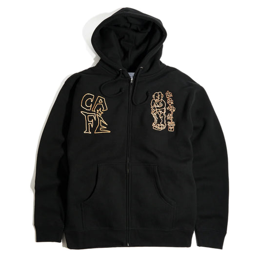 Skateboard Café - Ethan Embroidered Zip Hoodie - Black