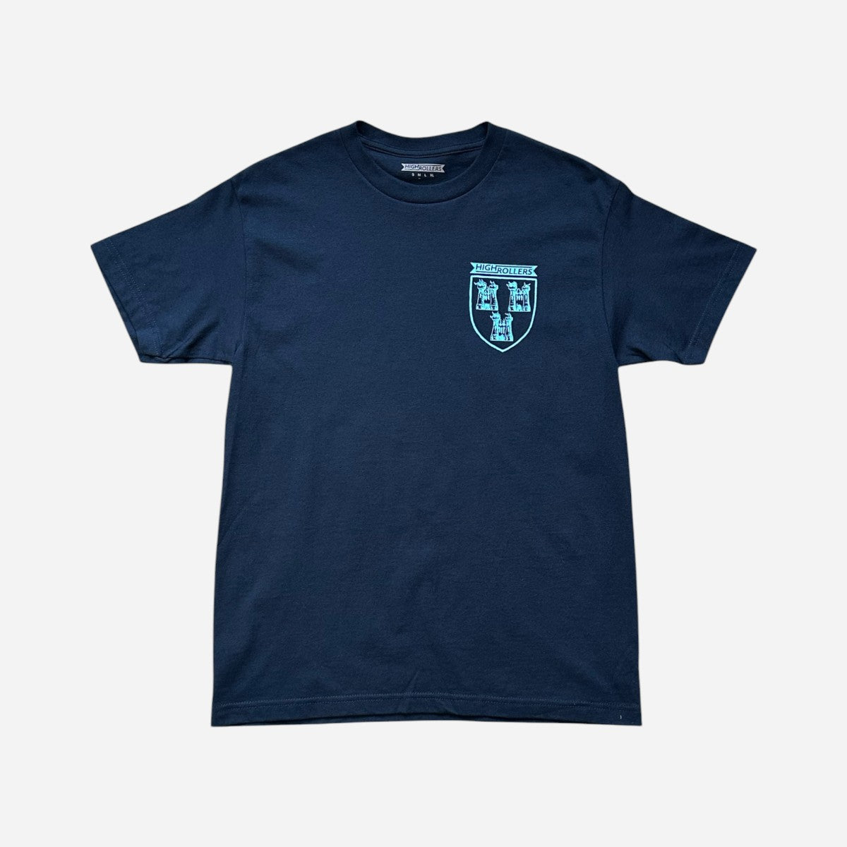 High Rollers - Coat of Arms Tee - Navy/Light Blue