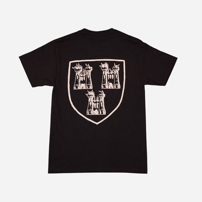 High Rollers - Coat of Arms Ribbon Logo Tee - Black Stout/Cream
