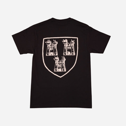 High Rollers - Coat of Arms Ribbon Logo Tee - Black Stout/Cream
