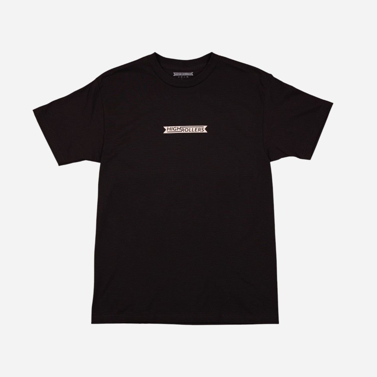 High Rollers - Coat of Arms Ribbon Logo Tee - Black Stout/Cream