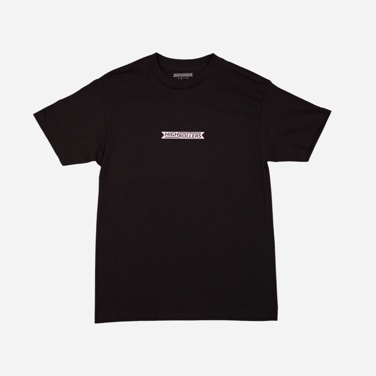 High Rollers - Coat of Arms Ribbon Logo Tee - Black/Pink Foam