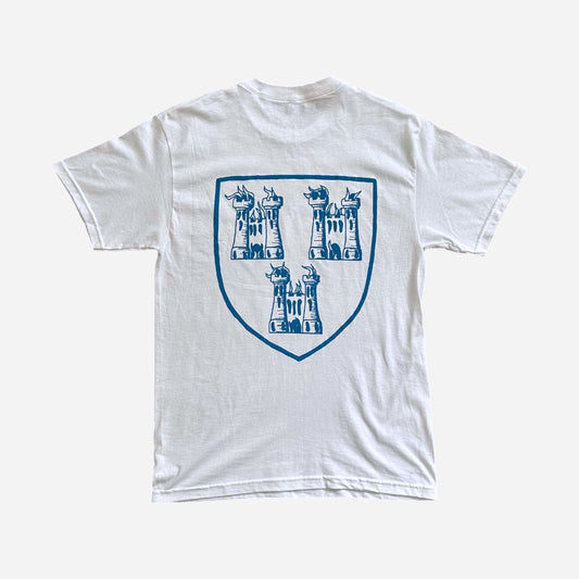 High Rollers - Coat of Arms Ribbon Logo Tee - White/Ink Blue