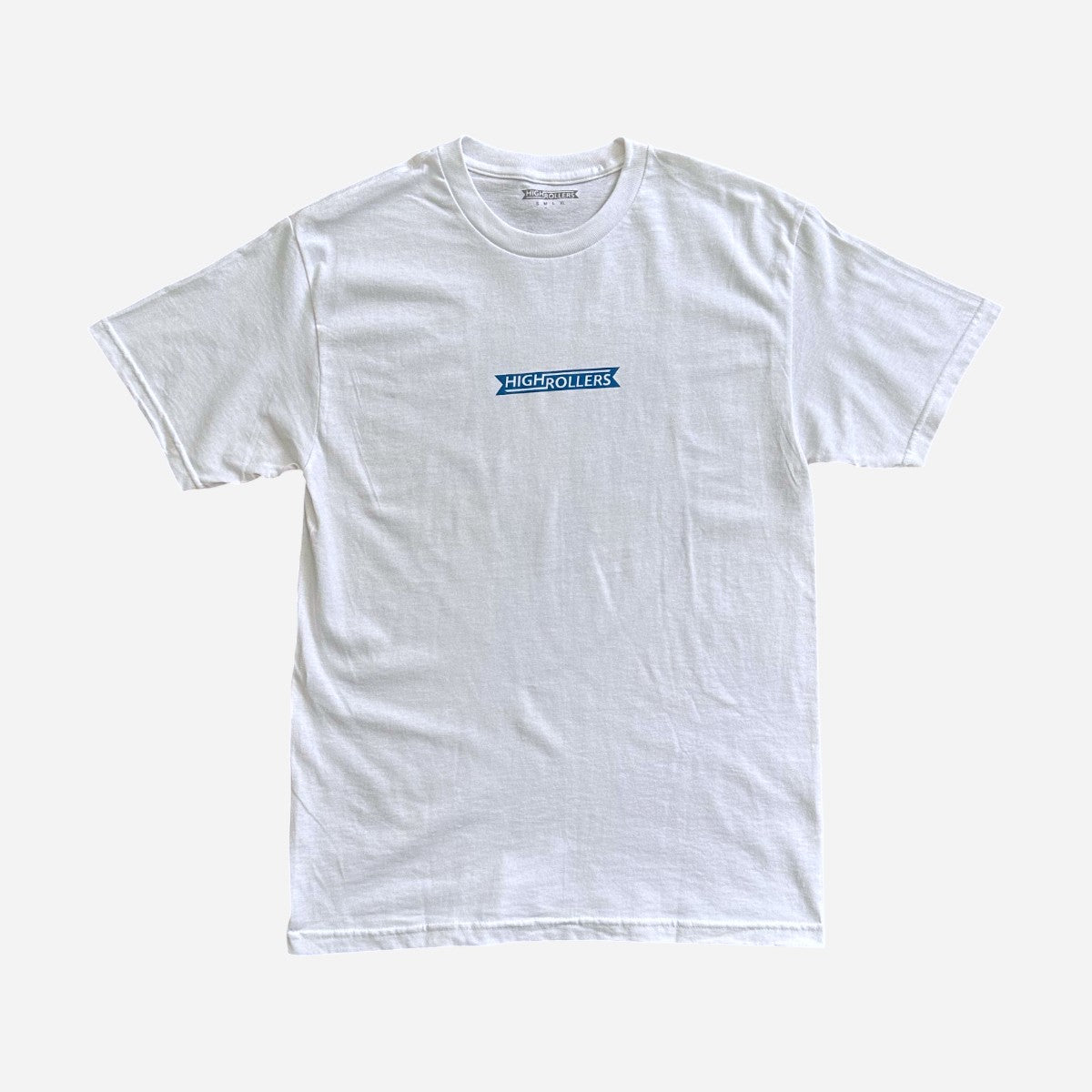 High Rollers - Coat of Arms Ribbon Logo Tee - White/Ink Blue