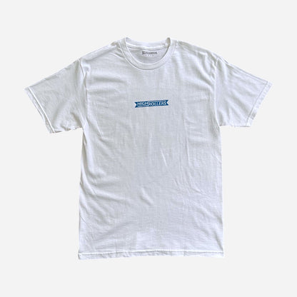 High Rollers - Coat of Arms Ribbon Logo Tee - White/Ink Blue