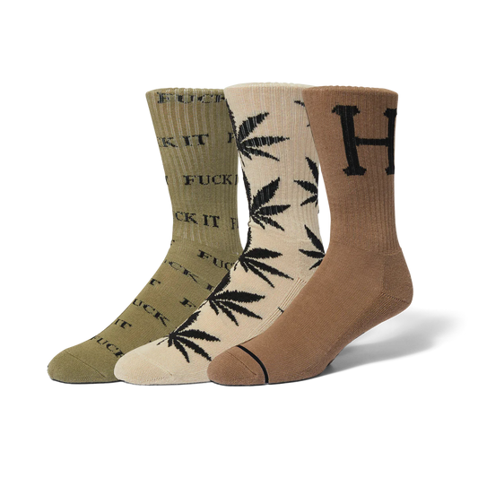 HUF - Variety Socks 3 Pack - Cream/Olive/Brown