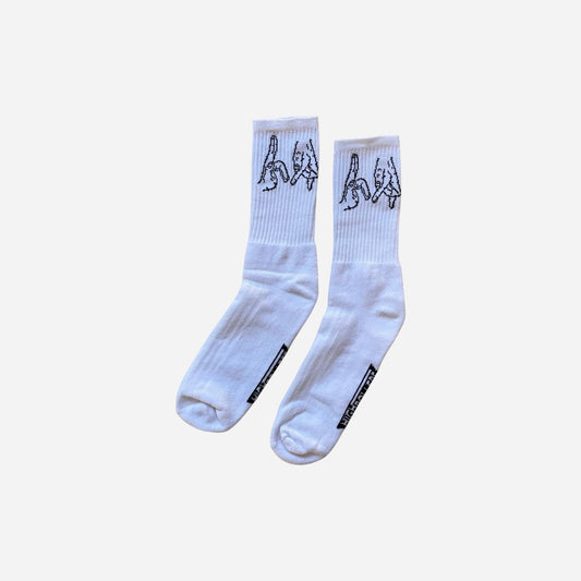 High Rollers - Gang Sign Socks - White