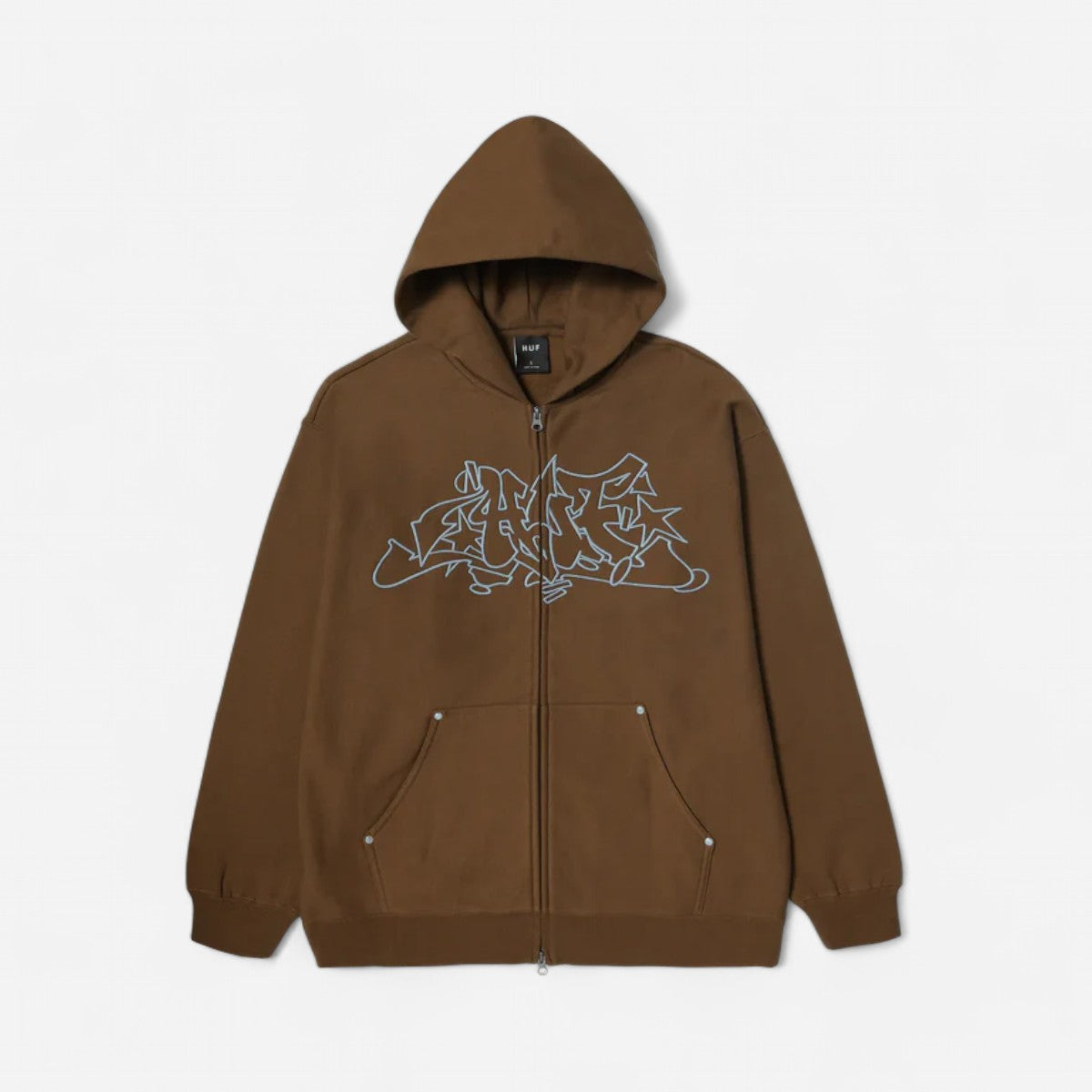 Huf - Outlines Heavy Weight Full Zip Hoodie - Brown