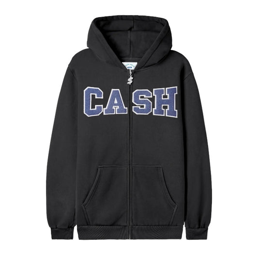 Cash Only - Campus Zip-Thru Hoodie - Washed Black