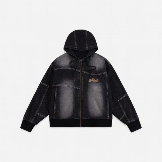 Dime - Hooded Utility Jacket - Sandblasted Black