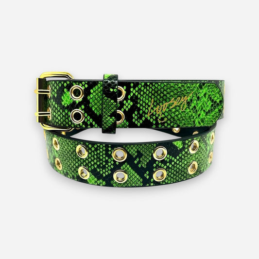 Loosey - Green Snake Skin Grommet Belt