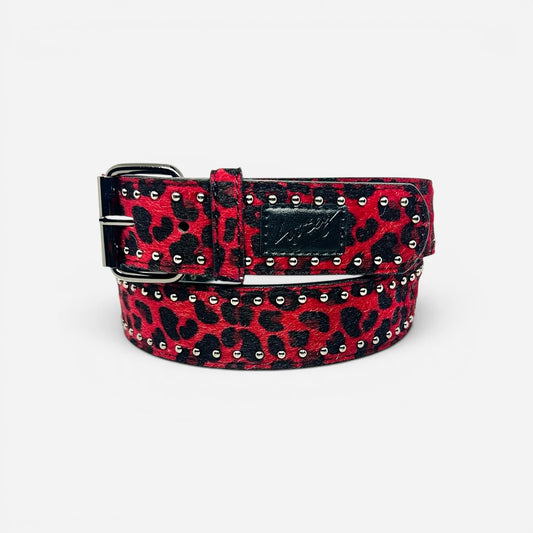 Loosey - Cheetah Rivet Belt - Burgundy