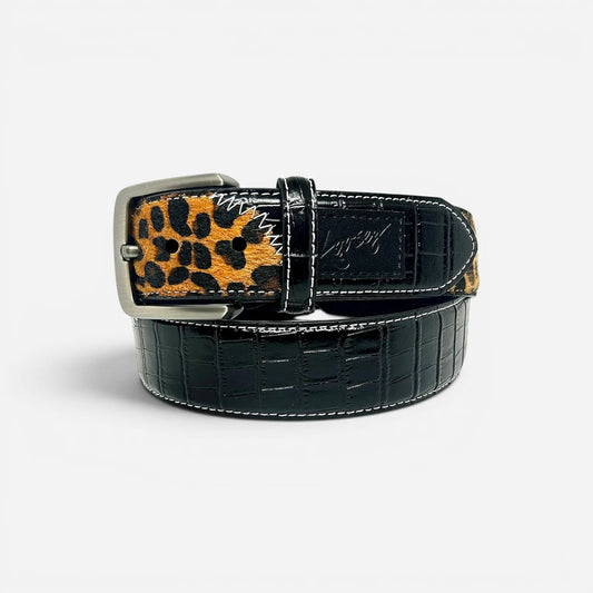 Loosey - Croc Cheetah Belt - Black
