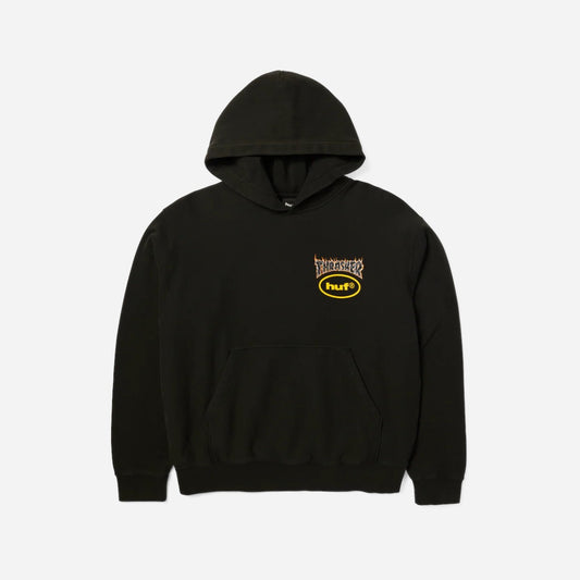 HUF x Thrasher - Meltdown Heavyweight Hoodie - Washed Black