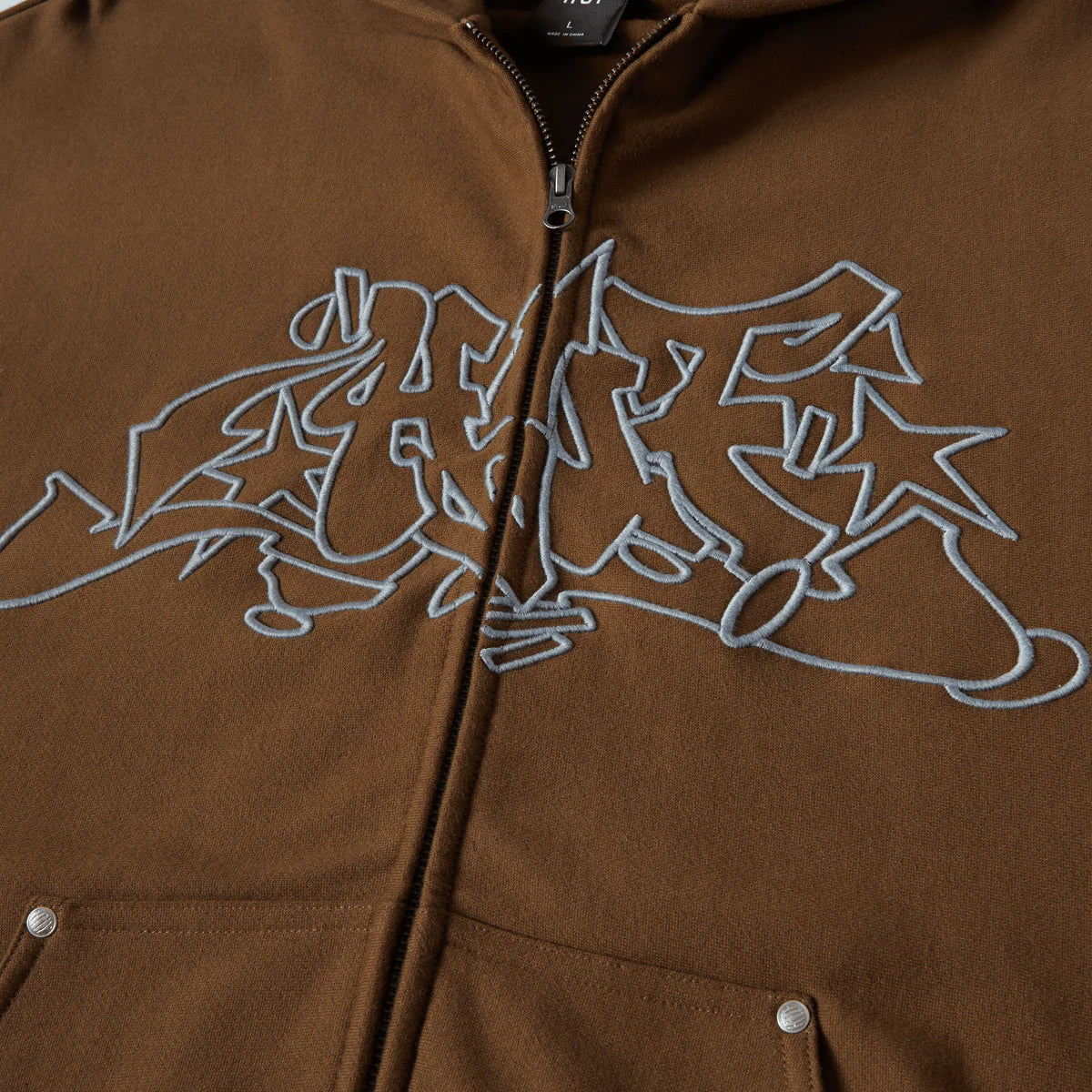 Huf - Outlines Heavy Weight Full Zip Hoodie - Brown