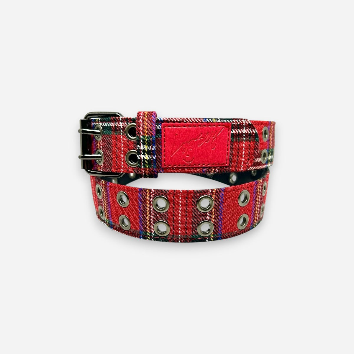 Loosey - Plaid Grommet Hole Belt - Red