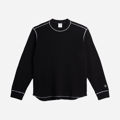 Polar - Dylan Longsleeve Waffle Tee - Black/White
