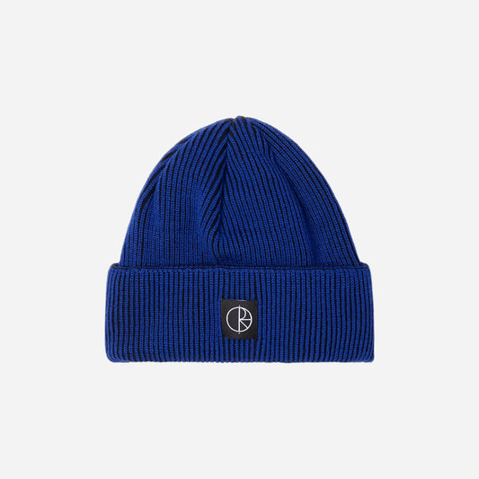 Polar - Lines Merino Beanie - Egyptian Blue/Black