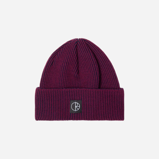 Polar - Lines Merino Beanie - Wine/Navy