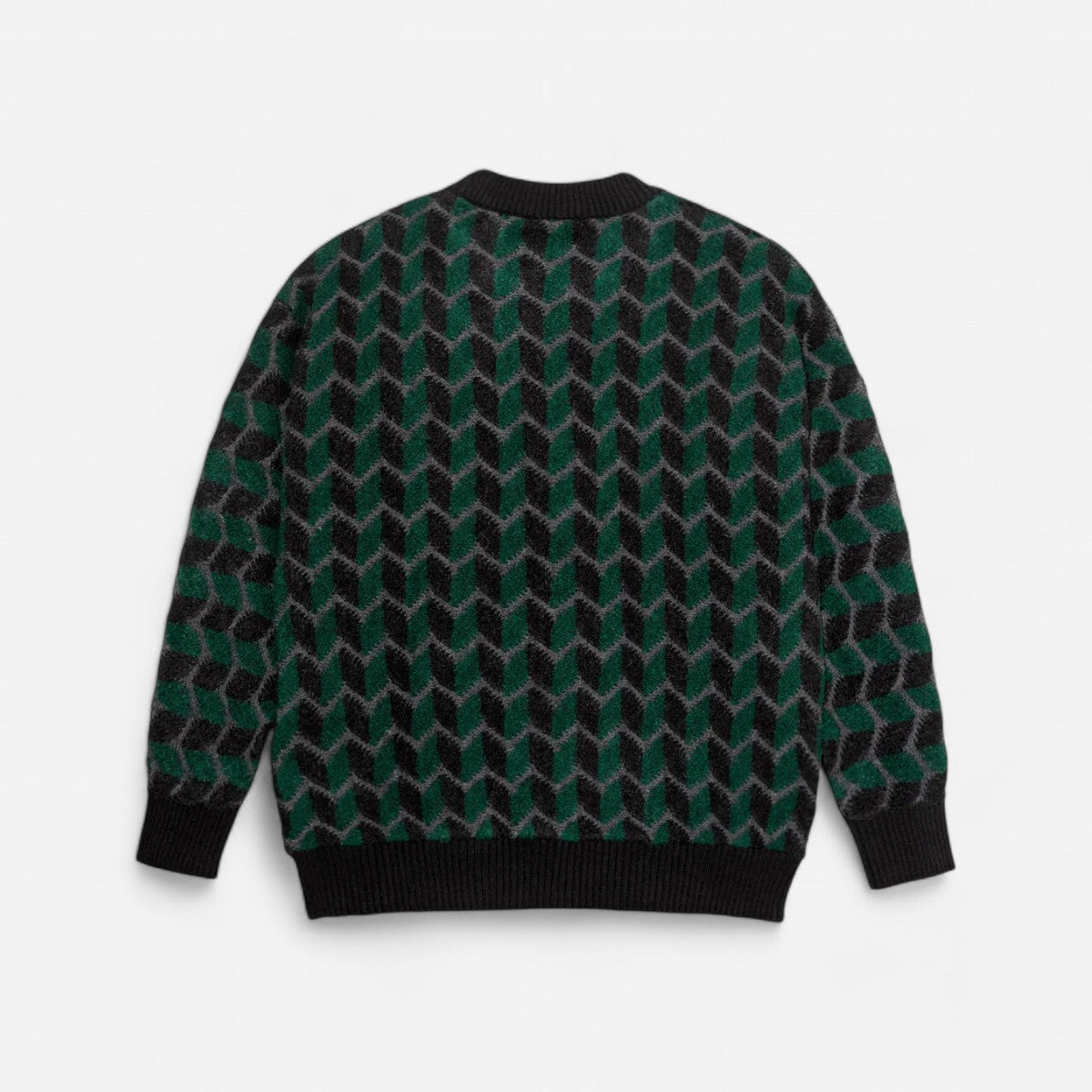 Polar - Zig Zag Knit Sweater - Black/Dark Teal