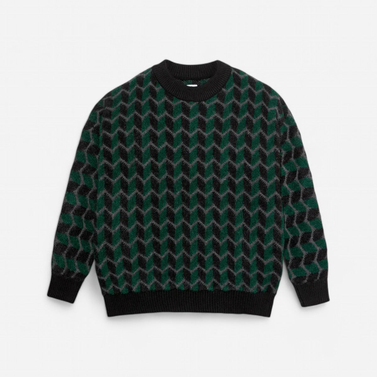 Polar - Zig Zag Knit Sweater - Black/Dark Teal